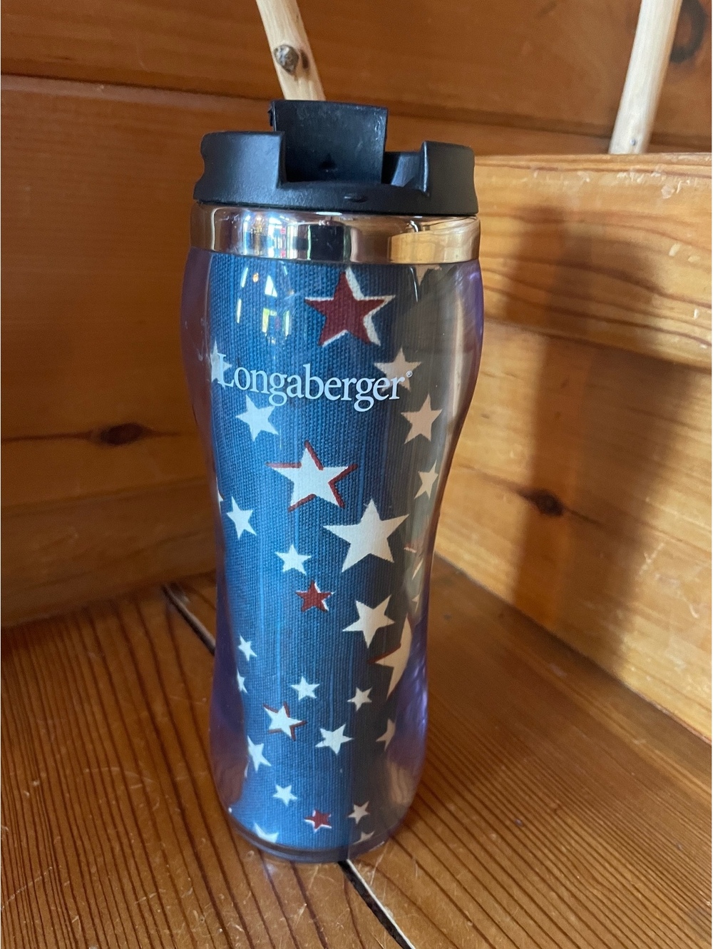 is a vintage Longaberger patriotic travel mug/tumbler